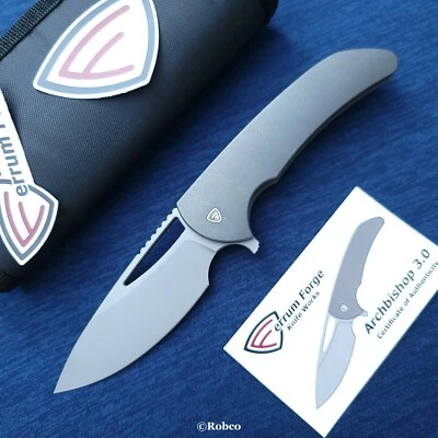 Hoja de punto de caída Ferrum Forge Archbishop 3.0 CPM-20CV titanio lavado a la piedra Foto 1 de 4