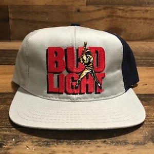 Vintage Bud Light Hat Snapback Baseball Cap Mens Gray Blue USA Made 90s - READ - Picture 1 of 13