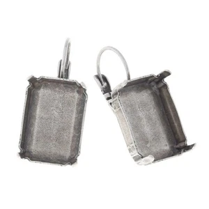 18x13mm Octagon Lever back Earring base Antique Silver Plating/1 pair New DIY - Picture 1 of 7