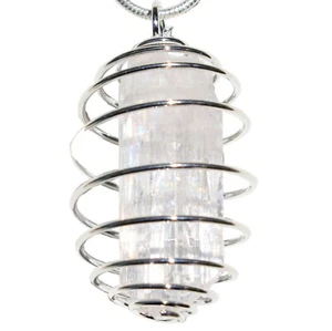 Danburite Crystal Pendant + 20" Stainless Steel Chain SYN 12 [Facet-Grade] - Picture 1 of 12
