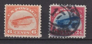 US # C1 & C3 VF used Airmail stamps series 1918 cv=$ 75 - Picture 1 of 2