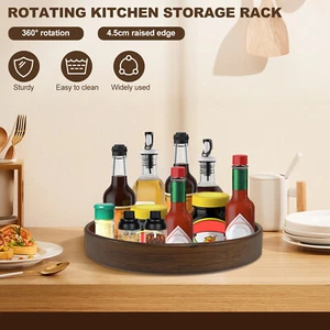 Wood Lazy Susan Organizer Rotatable Kitchen Turntable Organizer Round Lazy Bღ - Picture 1 of 11