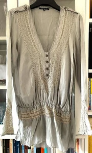 Camicia donna pura seta Patrizia Pepe morbida e trasparente con ricami elgante - Foto 1 di 6