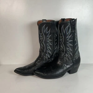 Vintage 1960s Justin Black Cowboy Boots 10 D USA Made Fort Worth - Picture 1 of 24