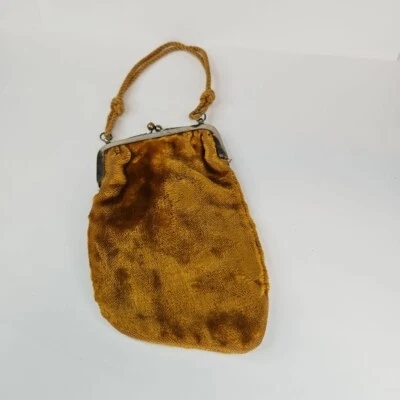 Vintage Yellow  Coin Purse Flapper Original Antique  - Image 1 of 4