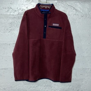 Vineyard Vines Sweater Adult Large L Burgundy 1/4 Snap Button Fleece Pullover - Picture 1 of 9