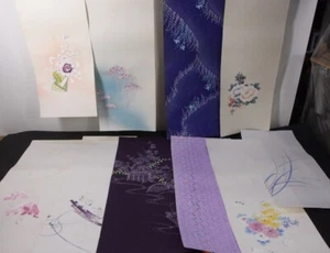 hpd2506 JAPANESE HAND-PAINTED KIMONO OBI 10 DESIGNS PAPERS FLOWERS CRANE others - Picture 1 of 24