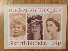 Her Majesty The Queen Sixtieth Birthday Stamp Postcard Unique Mint 34p