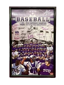 Póster raro 30 autógrafos 2010 enmarcado TCU equipo de béisbol firmado ranas cornudas CWS - Imagen 1 de 8