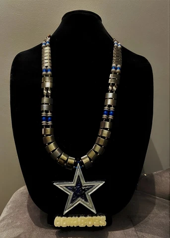 Handmade Crafted NFL Fan Dallas Cowboys Football Logo Necklace-Orgonite Crystal Cover