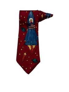 Save The Children Carolyn Age 9 Blast Off Space Ship Planets Stars Necktie Silk - Picture 1 of 7