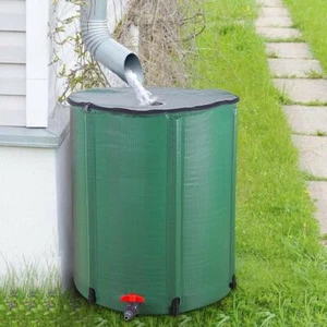 66 Gallon Portable Rain Barrel Water Collector Garden Supply Tank Spigot Filter - Picture 1 of 8