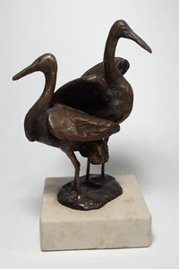 Bronze Figur Reiher Tiere monogrammiert K.H. Karl Huber Dachau H18 cm Vogel - Bild 1 von 6