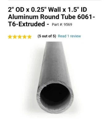 USADO 2" OD x 1/4" parede X 12" 24" 36" 48" 6061 T6511 tubo redondo de alumínio 0,025   - Imagem 1 de 4