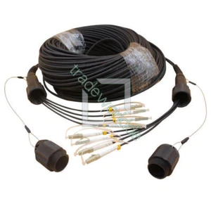 50M Outdoor LC MM Fiber Optic Patch Cord Waterproof 4 cores Armored TPU Cable - Afbeelding 1 van 1