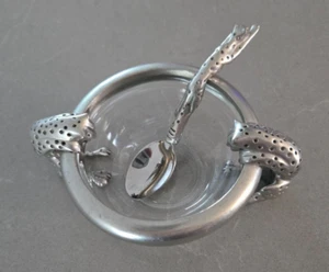 DIANA CARMICHAEL Signed Double Cheetah Africa Pewter Salt Cellar RARE - Picture 1 of 4