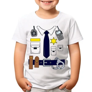 Policeman Costume Police Fancy Dress Funny Party Boys Girls Kids T-Shirts #DNE - Picture 1 of 3
