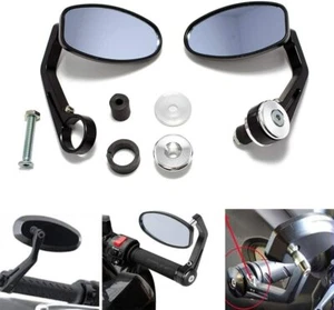 7/8" CNC Aluminum Rear View Side Mirror Handle Bar End Oval for Motorcycle Bike - Foto 1 di 8