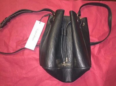 Calvin Klein Women Gabrianna Novelty Bucket Shoulder Bag Color Black. - Image 1 of 4