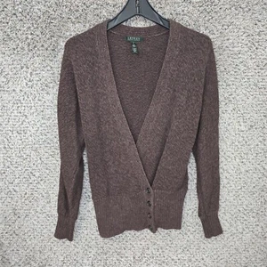 Lauren Ralph Lauren Cardigan Womens Small Brown Surplice Neck Knit Casual Ladies - Picture 1 of 7