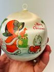 Vintage Ruth Morehead Ball Christmas Ornament w CAT *HAS FLAWS READ LOOK* BIN 13