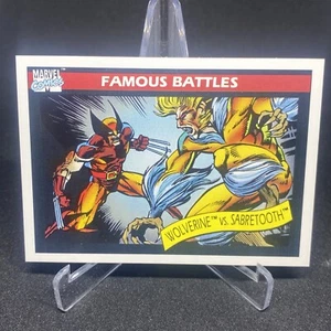 1990 Marvel Comics Serie 1 Karte berühmte Schlachten Wolverine vs Sabretooth neuwertig Vintage - Bild 1 von 2