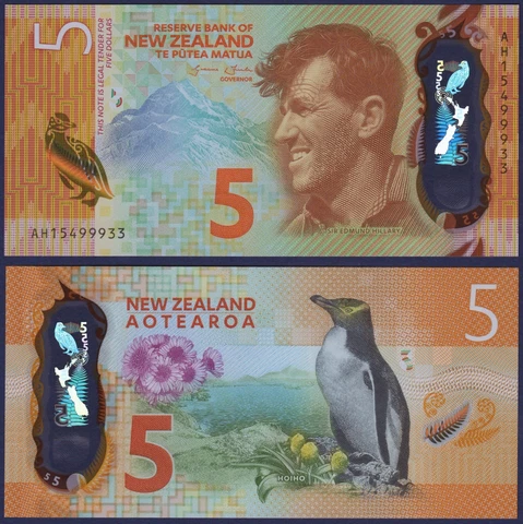 NEW ZEALAND - P191 - 5 Dollars 2015 - POLYMER - Perfect UNC Cover