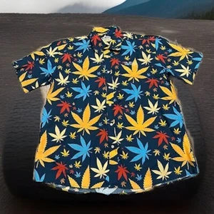 New NWOT 420 Marijuana Leaf Men's Shirt XXL Dr. Jolly's Bend AOP CAMP Multicolor - Picture 1 of 8