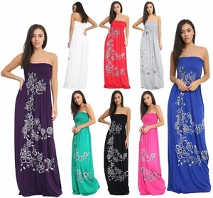 Maxi abito donna donna stampa floreale trasparente fascia boobtube taglie forti 8-22 - Foto 1 di 14