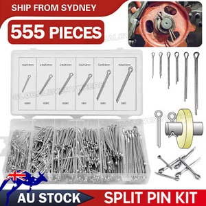 555PCS Cotter Pin Assortment Set Grab Split Fixings Securing Lock Pins Spring - Picture 1 of 10