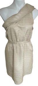 Geren Ford Women's Cream Silk One Shoulder Mini Dress Textured Size Large - Picture 1 of 11
