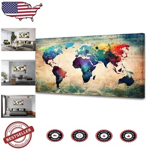 Ready to Hang 20x40 Abstract World Map Canvas - Perfect for Any Room - Picture 1 of 9