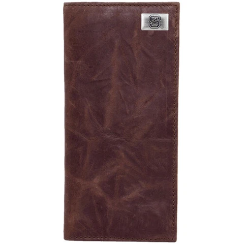 North Carolina State Wolfpack Leather Secretary Wallet with Concho - Brown Cover