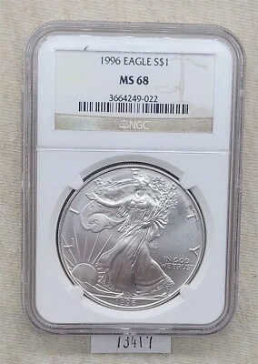 WPCoins ~ 1996 NGC MS 68 American Eagle Silver Dollar $1 - Image 1 of 4