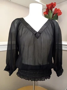 Guess womens Total sheer 3/4 sleeve Blouse size small - Picture 1 of 14