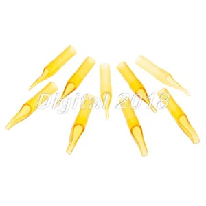 5 piezas puntas de boquilla de tatuaje desechables amarillas estériles 9 modelos de tubo redondo de aguja plana - Imagen 1 de 17