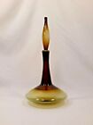 1963 Burnt Honey Amber Bischoff Kingstown Glass Flame Decanter Green Hue Husted