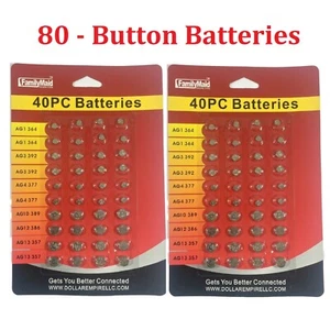 80 Assorted Super Alkaline Button Batteries Coin Cell Set Watch Calculator AG