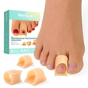 Hammertoe Corrector 6 Pack Gel Toe Straighteners 3 Sizes Beige - Picture 1 of 7