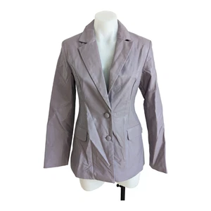 Unique21 Gr. 4 Kunstleder Blazer Jacke Lila Einreiher Taschen - Bild 1 von 11