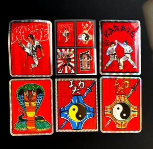 6 KARATE NINJA COBRA MARTIAL ARTS vintage LARGE vending sticker prism prismatic - Picture 1 of 9
