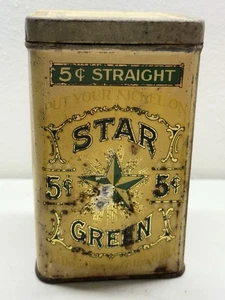 Lata de cigarros de 5 centavos verde estrella Deisel Wemmer años 1900 Ohio - Imagen 1 de 9