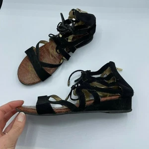 Sam Edleman schwarze Wildleder-Gladiator-Sandalen Damen 7 Schnürschuhe offene Zehenpartie - Bild 1 von 8