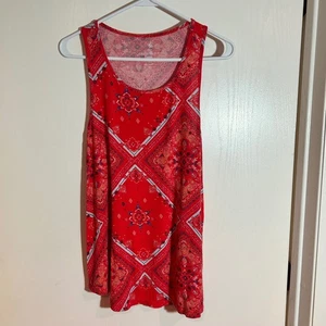 Canotta So Favorites rossa stampa bandana senza maniche casual donna taglia L - Foto 1 di 2