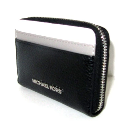 Michael Kors Jet Set Travel Med custodia porta carte d'identità con cerniera nero nuovo con etichette $188 - Immagine 1 di 4