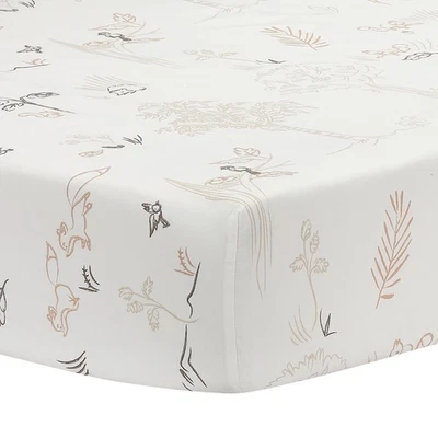 Sábana ajustable de algodón transpirable para cuna/niño pequeño Lambs & Ivy Treetop Fox Woodland Foto 1 de 4