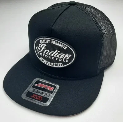 Gorra negra lisa Indian Otto Flat Bill Snap Back Foto 1 de 4