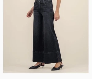 Kut from the Kloth Goldie Super Flare Mid Rise Jeans 6 Streamline Black Y2k - Picture 1 of 16
