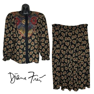 Vintage Diane Freis Top/Rock Wolle Cottagecore romantisch Blumen Bohemian 2-teiliges Set - Bild 1 von 24