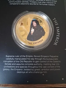 Star Wars The Emperor Gold Plated Commemorative Coin In Capsule - Foto 1 di 1